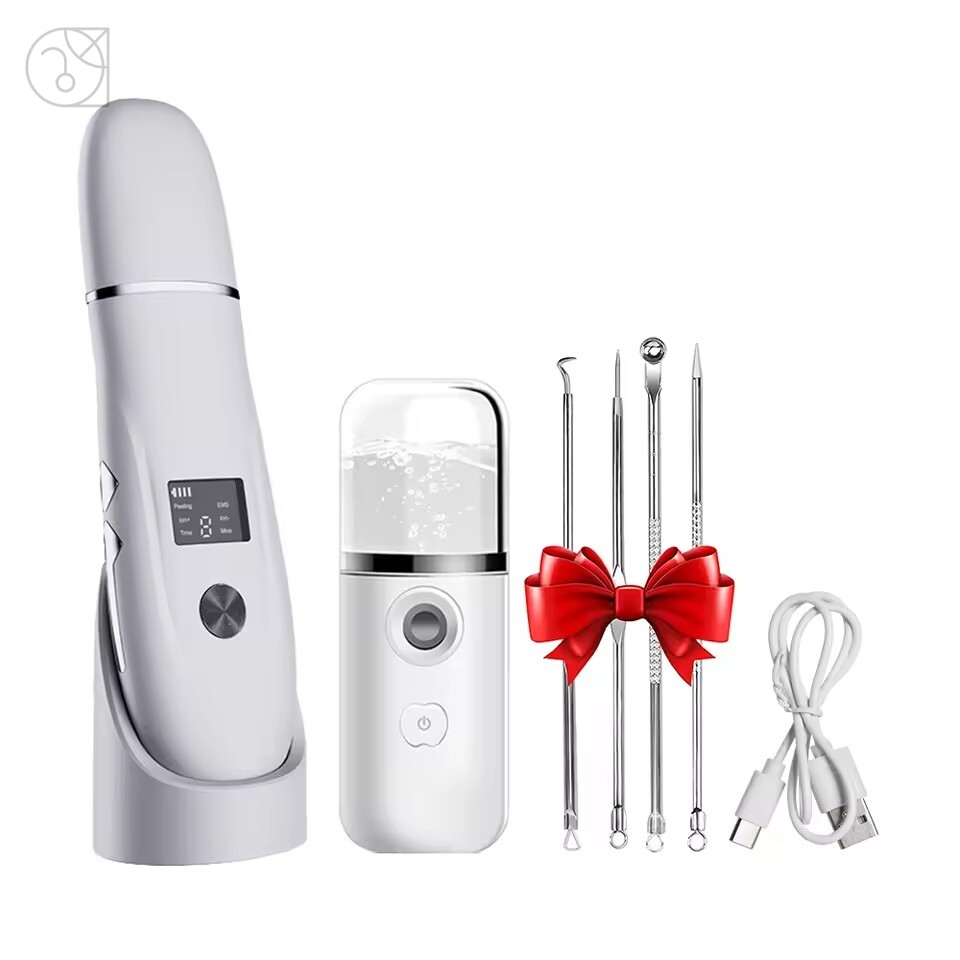 4-in-1 Ultrasonic Skin Scrubber Bundle with Nano Mister & Blackhead Extractor Kit