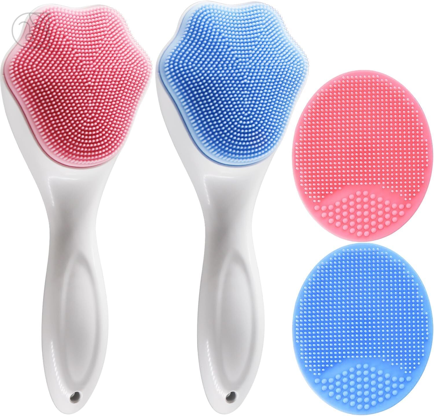 Silicone Face Scrubber Set (4-Pack) – Soft Exfoliating Cleansing Brushes & Pads for Pores & Blackheads
